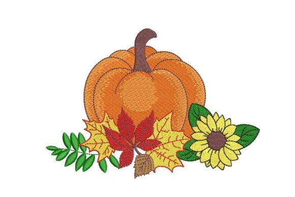 Reviewing Pumpkin with Autumn Leaves Embroidery